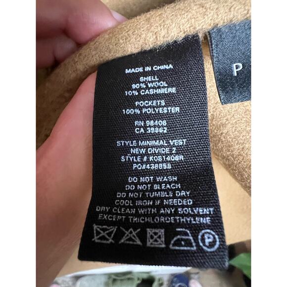 Theory Long Clairene Tan Wool Cashmere Sleeveless Belted Coat Size Petite - Picture 12 of 12